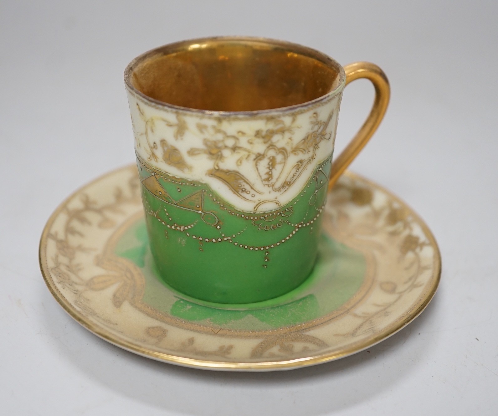 A Japanese export gilt and green coffee set